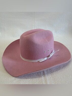 Twister Girls Pink Cowboy Hat Dusty Rose Stiff Felt Youth Size Large Western Hat